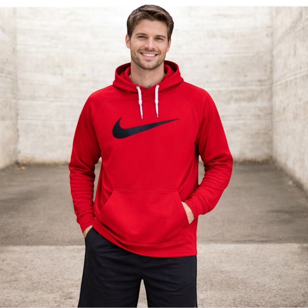 Nike Dri-FIT Therma Men’s Red Pullover Hoodie Sweatshirt Standard Fit Sz xxl